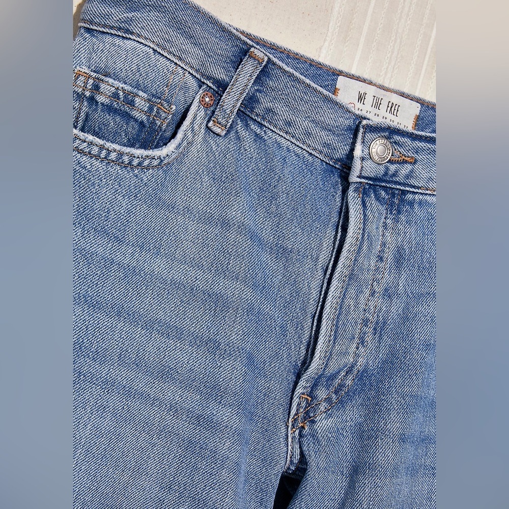 FREE PEOPLE Maggie Mid-Rise Straight-Leg Distressed Jeans 100% Cotton NWT - 💫 - Picture 8 of 16